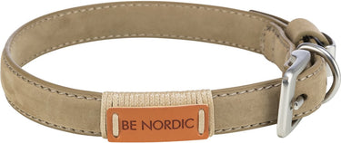 Trixie - be nordic leren halsband zand beige - m