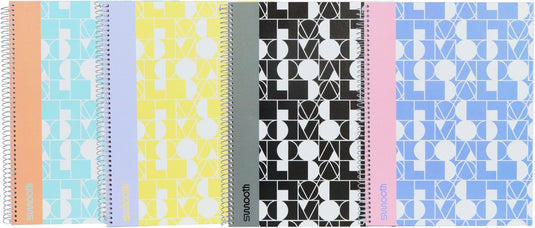Ancor smooth spiraalboek a5 lijn hardcover - 4 stuks - assorti designs - an-113266-c