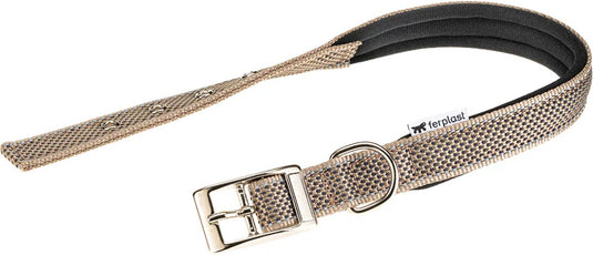 Ferplast daytona deluxe halsband hondenhalsband - zachte voering - bruin - reflecterend - l - breedte: 2,5 cm - nekomtrek: 45 - 53 cm (gelieve alvorens bestellen opmeten)