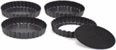 Point-virgule bakvorm - 4 mini taartvormen - anti-aanbaklaag - losse bodem - ø 10cm