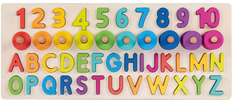 Afbeelding laden in galerijviewer, Goki houten alfanumerieke puzzel, 91dlg.
