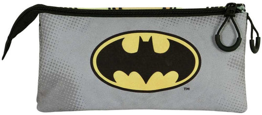 Karactermania - dc comics batman - batdress - fan 2.0 triple pennetas - potloden etui met ritssluiting - pennenetui - zwart