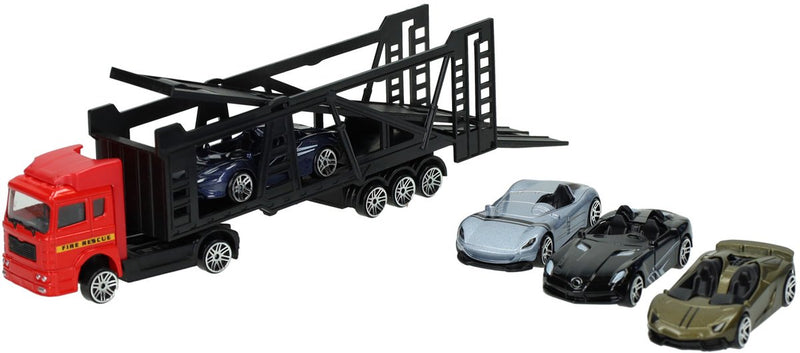 Afbeelding laden in galerijviewer, Die-cast transporter met 4 auto's
