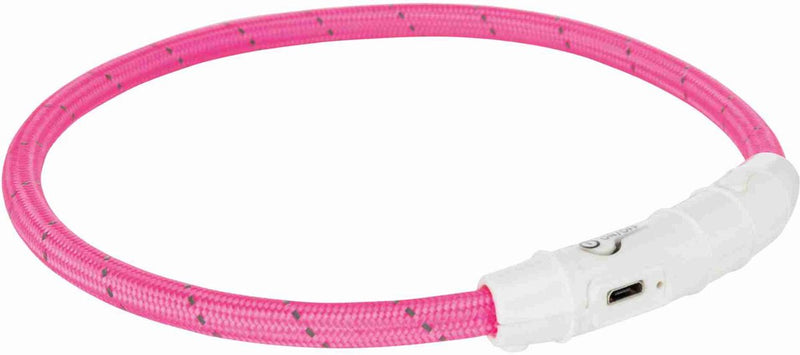 Afbeelding laden in galerijviewer, Trixie lichtgevende halsband hond flash usb tpu nylon roze

