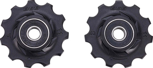 Bbb cycling derailleurwieltjes shimano, campagnolo sram - 9-speed, 10-speed, 11-speed, 12-speed - duurzaam - zwart - 11t - rollerboys bdp-02