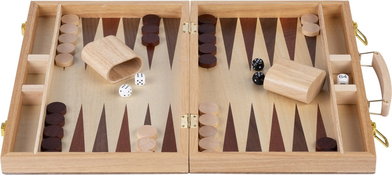 Afbeelding laden in galerijviewer, Engelhart backgammon 15 inch - hout ingelegd bord - houten koffer met handvat - luxe uitvoering -
