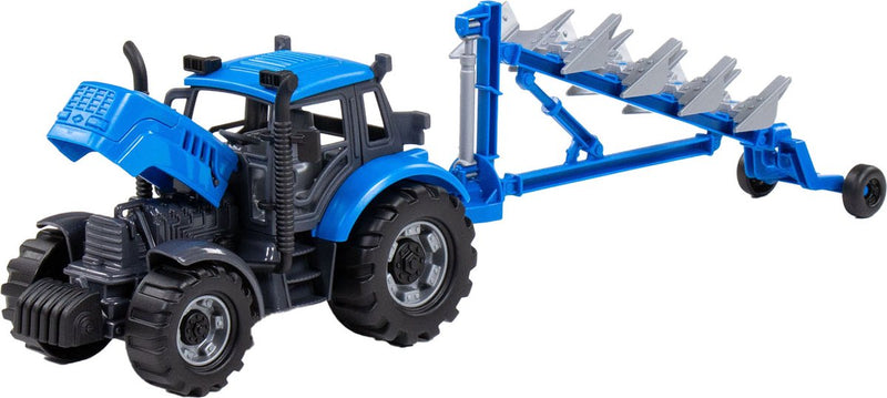 Afbeelding laden in galerijviewer, Cavallino tractor met ploeg blauw, schaal 1:32
