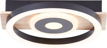 Brilliant maureen - plafondlamp - led 22w - 3000k - zwart - hout