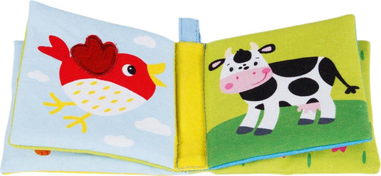 Goki boek - dieren - stof - met pieper knisperfolie - katoen - 9x9cm
