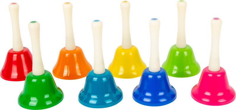 Afbeelding laden in galerijviewer, Small foot - gekleurde handbellen, set van 8
