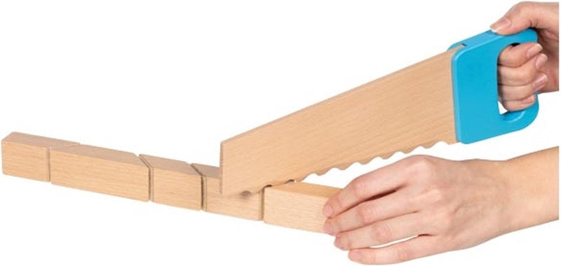 Afbeelding laden in galerijviewer, Goki houten zaag en bouwblokken met klittenbandverbinding, 11dlg.
