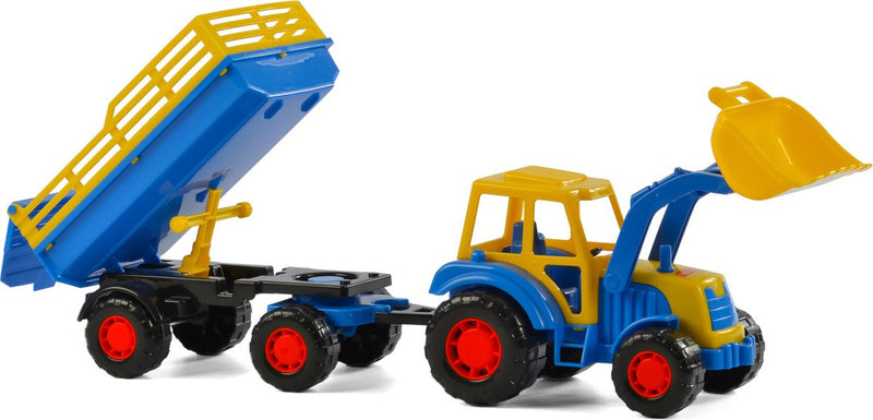 Afbeelding laden in galerijviewer, Cavallino tractor met voorlader en aanhanger blauw
