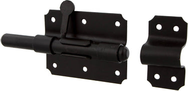 Starx plaatgrendel - met ronde schoot - sluitlus en sluitplaat - 90 x 65 mm - zwart gelakt