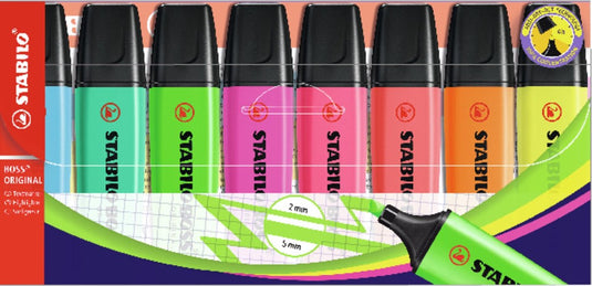 Stabilo tekstmarker boss original kleurenassortiment schuine punt 8 stuks