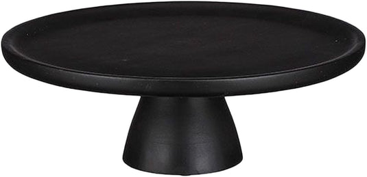Mica decorations tallo taartplateau standaard - mango hout - zwart - 10 x 30 cm - met voet
