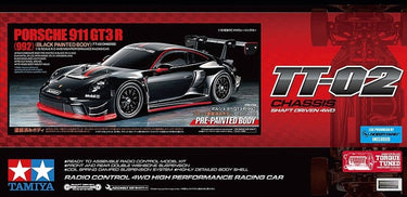 Tamiya modelbouwpakket auto - 47512 rc auto - porsche 911 gt3 r (992) - tt-02 - voorgelakte carrosserie rc plastic - 1:10 - modelbouw
