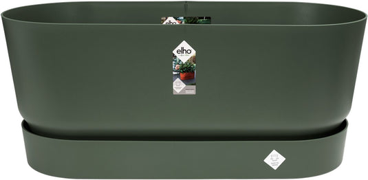 Elho greenville terrace trough met wielen - plantenbak met waterreservoir - 100% gerecycled plastic - l78 x b35 x h33.5 cm - blad groen