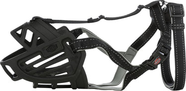 Trixie muilkorf - muzzle flex silicone - zwart - maat m-l - snuit omtrek 27 cm