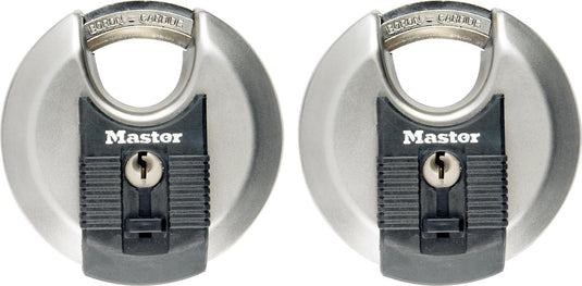 Masterlock hangslot - rvs discusslot - weersbestendig - 70 mm - 2 stuks - m40eurt