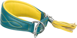 Trixie active comfort anti-trek windhondenhalsband petrol geel xs