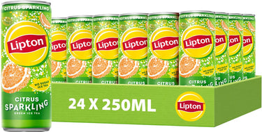 Lipton ice tea sparkling green blik - citrus - zero sugar - 24 x 250 ml - voordeelverpakking