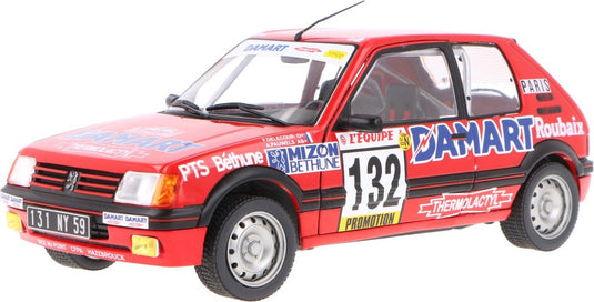 Geen automerk peugeot 205 gti 1.6 solido modelauto 1:18 1986 françois delecour anne-chantal pauwels s1801717