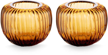 Vtwonen - set van 2 - kandelaren - bruin - glas - 11x9cm