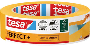 Tesa perfect+ - maskeringstape - 50m x 30mm - precisie verfwerk - washipapier