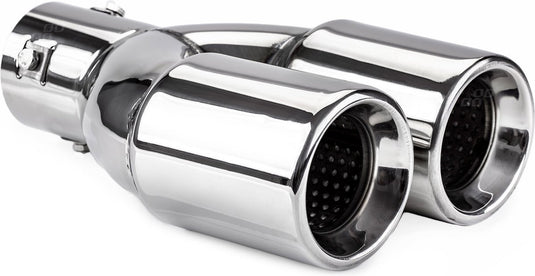 Amio universeel rvs uitlaat sierstuk eindstuk - 2x74mm - mt 008 - aansluit diameter tussen de 36mm en 54mm