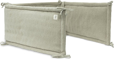 Jollein - bedomrander 180x30cm - baby bedbumper ledikant - acryl katoen - grain knit - olive green