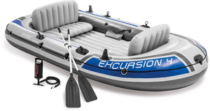 Padisport intex excursion 4 - roeiboot opblaasbaar met peddels - 4 personen - 3,05 x 1,37 m - groen zwart - vissen recreatie