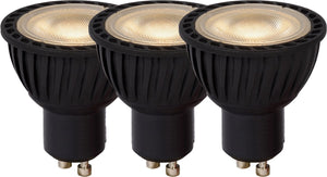 Lucide mr16 - led lamp - ø 5 cm - led dimbaar - gu10 - 3x5w 3000k - zwart - set van 3