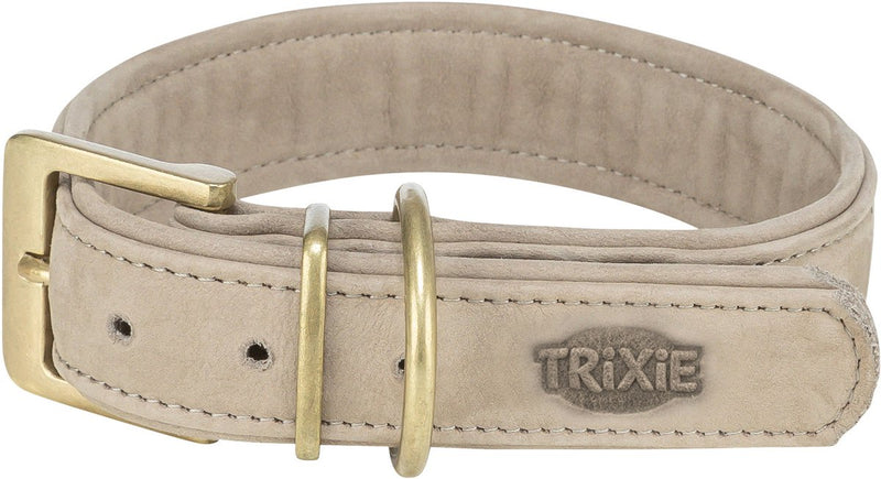 Afbeelding laden in galerijviewer, Trixie halsband hond pure leer lichtgrijs
