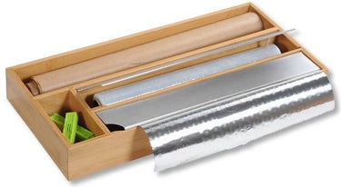Kesper fsc® keuken foliedispenser voor 2 rollen folie - met 2 opbergvakken - keuken lade folie dispenser voor aluminium- huishoudfolie