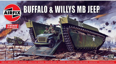 Airfix modelbouwpakket militaire voertuigen - 02302v buffalo - willys mb jeep plastic - 1:76 - modelbouw