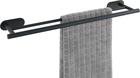 Wenko turbo-loc® dubbele handdoekhouder orea duo rvs zwart mat 60cm breed - handdoekrek - bevestigen zonder boren - zelfklevend