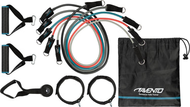 Avento weerstandsbanden set - tube trainer - 5 levels - zwart multi