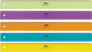M+r liniaal 30cm plastic transparant assorti