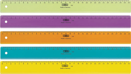 M+r liniaal 30cm plastic transparant assorti