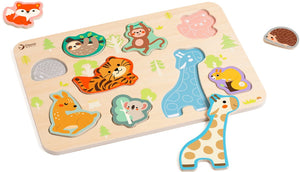 Classic world houten inlegpuzzel dieren puzzel, 10st.