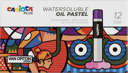 Carioca plus oliepastels - set van 12 kleuren in hard carton box - zachte oliekrijtjes - geschikt voor: tekenen, kleuren en creatieve hobby’s