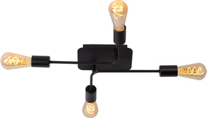 Lucide lester - plafonnière (plafondlamp) - 4xe27 - zwart