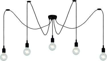 Lucide fix - hanglamp - 5xe27 - geschikt voor vide en hoge plafonds - zwart