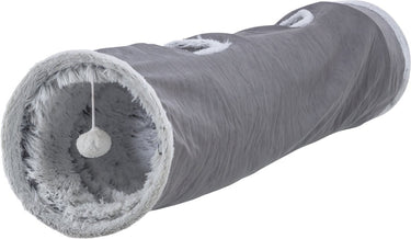 Trixie katten speeltunnel harvey velours pluche grijs
