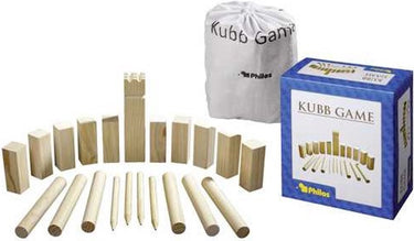 Philos dennenhouten kubb spel original 31x28cm
