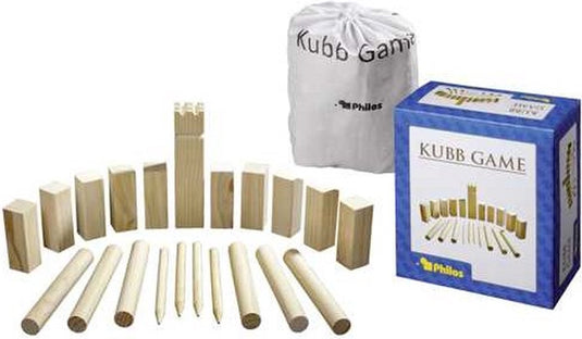 Philos dennenhouten kubb spel original 31x28cm