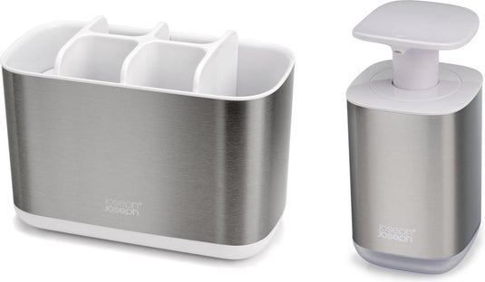 Joseph joseph badkamer organizer - badkameraccessoires - set van 2 - rvs - zilver wit