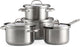 Bk vesta 4-delige pannenset 16 18 20cm - 1.8 2.5 3.5l- pfas-vrije antikleeflaag - rvs pannenset - pannenset inductie - ovenbestendig tot 220°c - met deksel - zilver