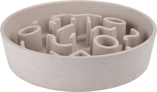 District 70 bamboo slowfeeder beige - hondenvoerbak - ø21 cm s