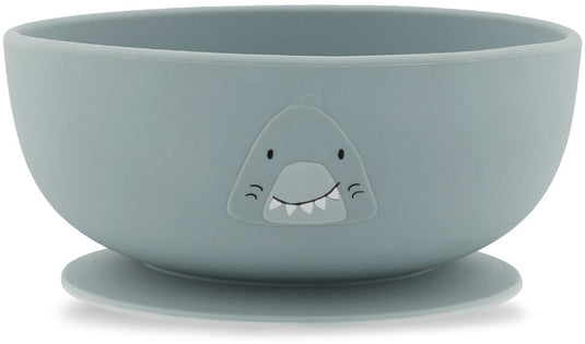 Trixie kom met zuignap - mr. shark - schaaltje - kinderservies - voor baby's vanaf 4 maanden - van siliconen - geschikt voor de vaatwasser